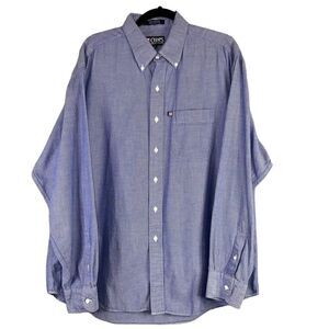 Ralph Lauren Chaps Shirt Men XL Blue Oxford Woven Classic Business Casual Office